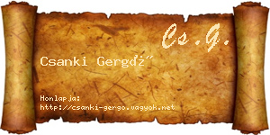 Csanki Gergő névjegykártya